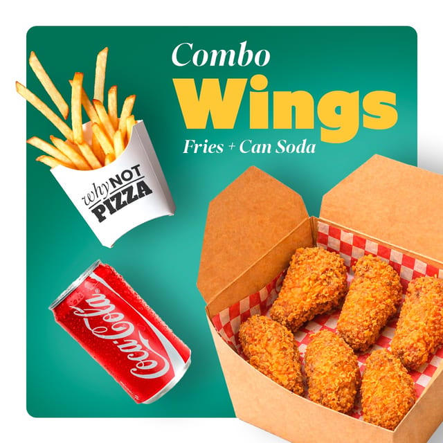 6 Wing + Fries + Can Soda.